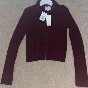 NWT red full zip sweater
